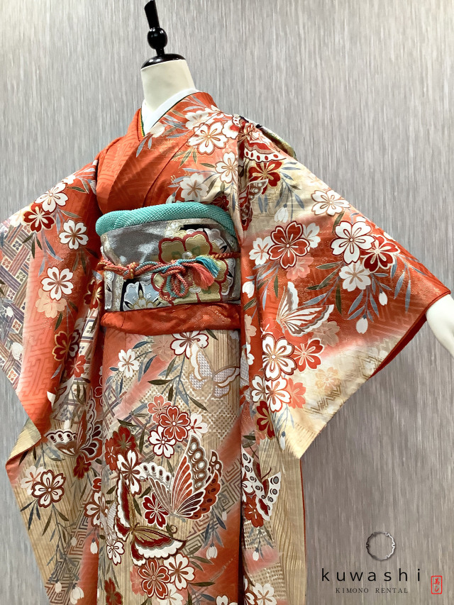 正絹 振袖フルセット 身丈162 5裄67 5 総絞り 紫 美品 7点